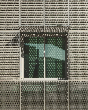 Clear glass window with opened window grille