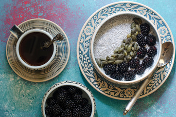 Blackberry and Pumpkin Seed Chia Pudding