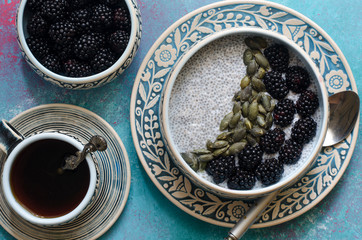 Blackberry and Pumpkin Seed Chia Pudding