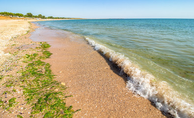 The landscape on the huge beach of Krapets towards Durankulak, Northern Black Sea coast, Bulgaria.