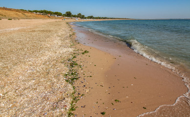 Obraz premium The landscape on the huge beach of Krapets towards Durankulak, Northern Black Sea coast, Bulgaria.