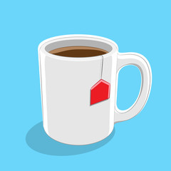Coffee Mug Icon on a Blue Background Illustration