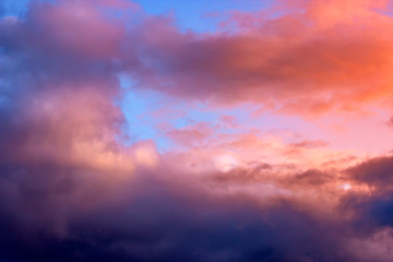 Beautiful sunset with clouds in many colors.