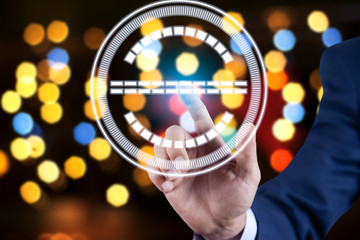 man hand network in screen