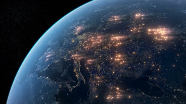 Fire and Smoke Covering Much of Europe. Satellite Night View Shows a Lot of Wildfires Burning in the European Forests. Massive Wildfire Rips Through Parts of Europe. Terror Attacks or World War.