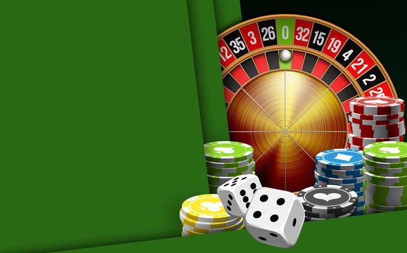 illustration Online Poker casino banner with american roulette on green  surface table. Marketing Luxury Banner Jackpot Online Casino with classic  roulette. Advertising poster with red ribbon for text. Stock Vector | Adobe