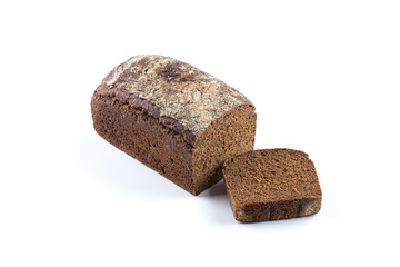 Rye bread slices isolated on white background