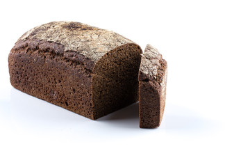 Rye bread slices isolated on white background