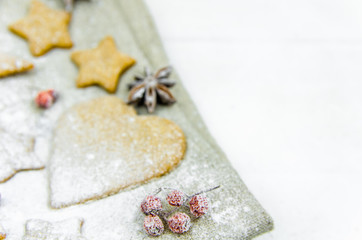 New year, Christmas, background. balls, cinnamon, bump, ash, snow.