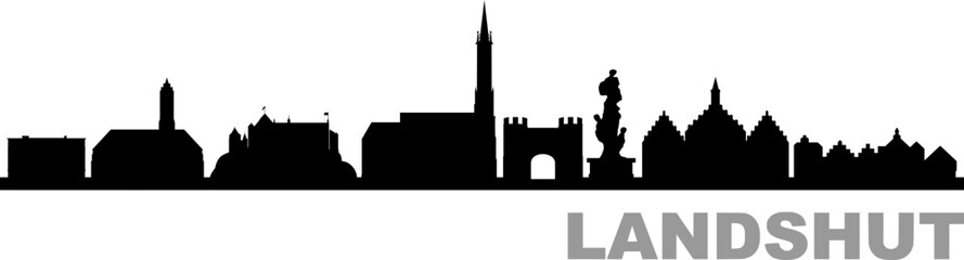 Landshut City Skyline Vector Silhouette