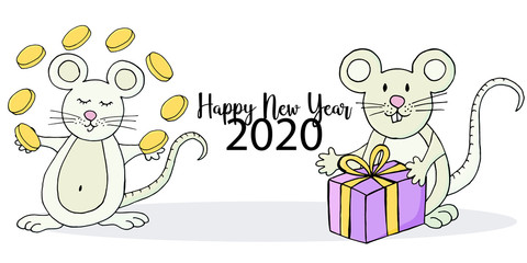 Happy New Year 2020. Banner, flyer, Happy New Year