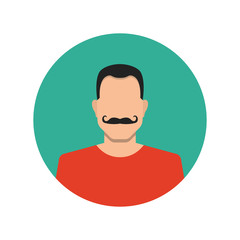 Male face avatar on white background. Flat cartoon style. Vector illustration.