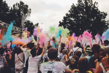 People near trees during day