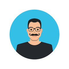 Hipster avatar on white background Flat cartoon style. Vector illustration.