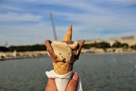 Person holding ice cream