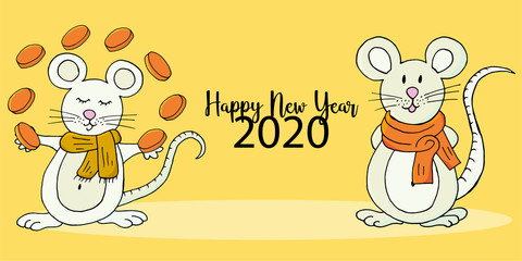 Happy New Year 2020. Banner, flyer, Happy New Year
