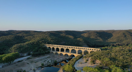 Fototapeta na wymiar Pont du Gard aerial video