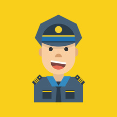 Policeman avatar. Flat cartoon style. Vector illustration.