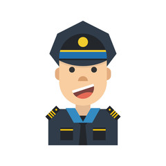Obraz premium Policeman avatar. Flat cartoon style. Vector illustration.