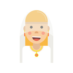 Woman avatar. Bride. Flat cartoon style. Vector illustration.