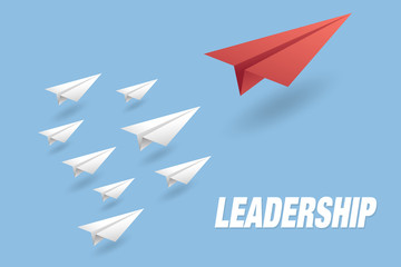 Fototapeta na wymiar Leadership Concept Background. Paper Air Plane Vector Illustration.