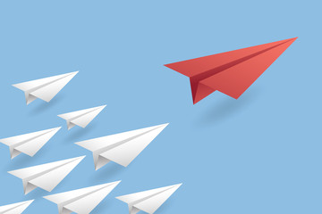 Leadership Concept Background. Paper Air Plane Vector Illustration.