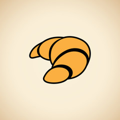 Croissant Icon isolated on a Beige Background Illustration