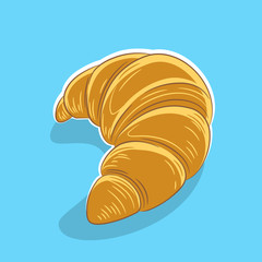 Croissant Icon on a Blue Background Illustration