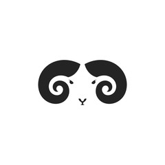 Mountain ram. Logo. Mouflon head on white background