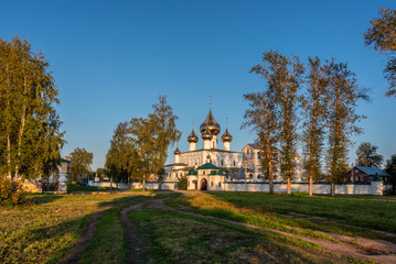 The view of the Resurrection Cathedral from the Volga river in the ancient town of Uglich, Yaroslavl region, Russia