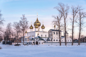 The view of the Resurrection Cathedral from the Volga river in the ancient town of Uglich, Yaroslavl region, Russia