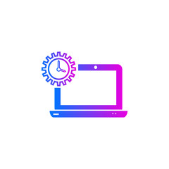 Laptop and clock vector icon, deadline