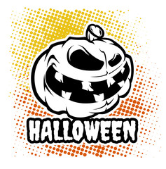 Vector illustration of an evil pumpkin character
