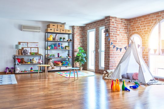 Beautiful kindergarten with lots of educational toys and games for chirlden