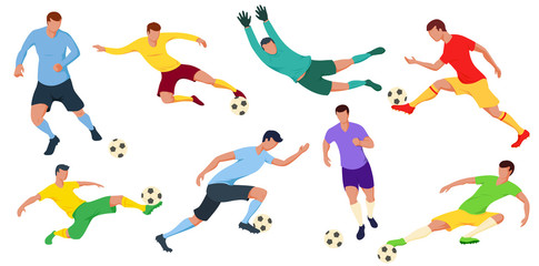 Detailed soccer football players: goalkeeper, forward. Vector illustration. © Nina