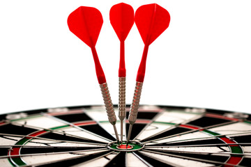 Fototapeta premium Arrows hit the target perfectly, financial goal, marketing solution, business target 