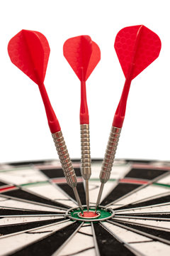 Target with arrows, dart hits the target, image for finance business , marketing business, advertising solutions, vertical photo