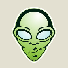 Green Alien Head Cartoon Icon Illustration
