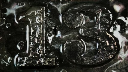 grunge number 13 and butterfly with flowing black ink 