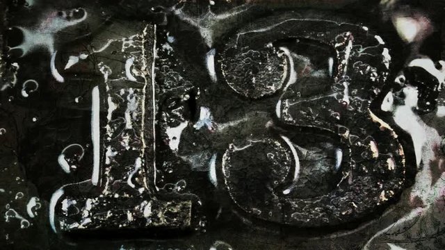 grunge number 13 and butterfly with flowing black ink 
