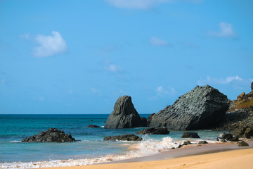 Beautiful beach full of rocks and really paradisiac ocean