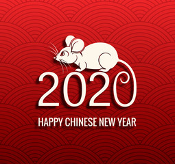 Fototapeta na wymiar New year 2020 congratulation background. Vector square banner with the symbol of the new year