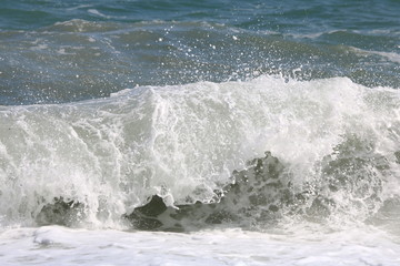 Beautiful turquoise wave in Mediterranean Sea, Greece