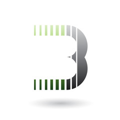 Green and Black Letter B Icon with Vertical Stripes