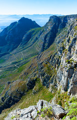 View from Table Mountain of the surrounding mountains. South Africa.