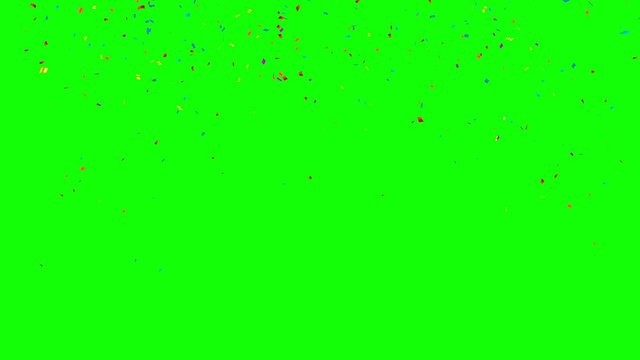 Multicolored  confetti explosion on green screen. Holiday or party background.