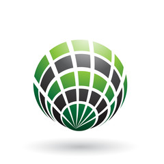 Green and Black Shell Like Round Icon Illustration