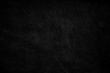 Neutral blank low contrast black textured background with roughness and irregularities to your concept or product. Black plaster painted on concrete stone wall.