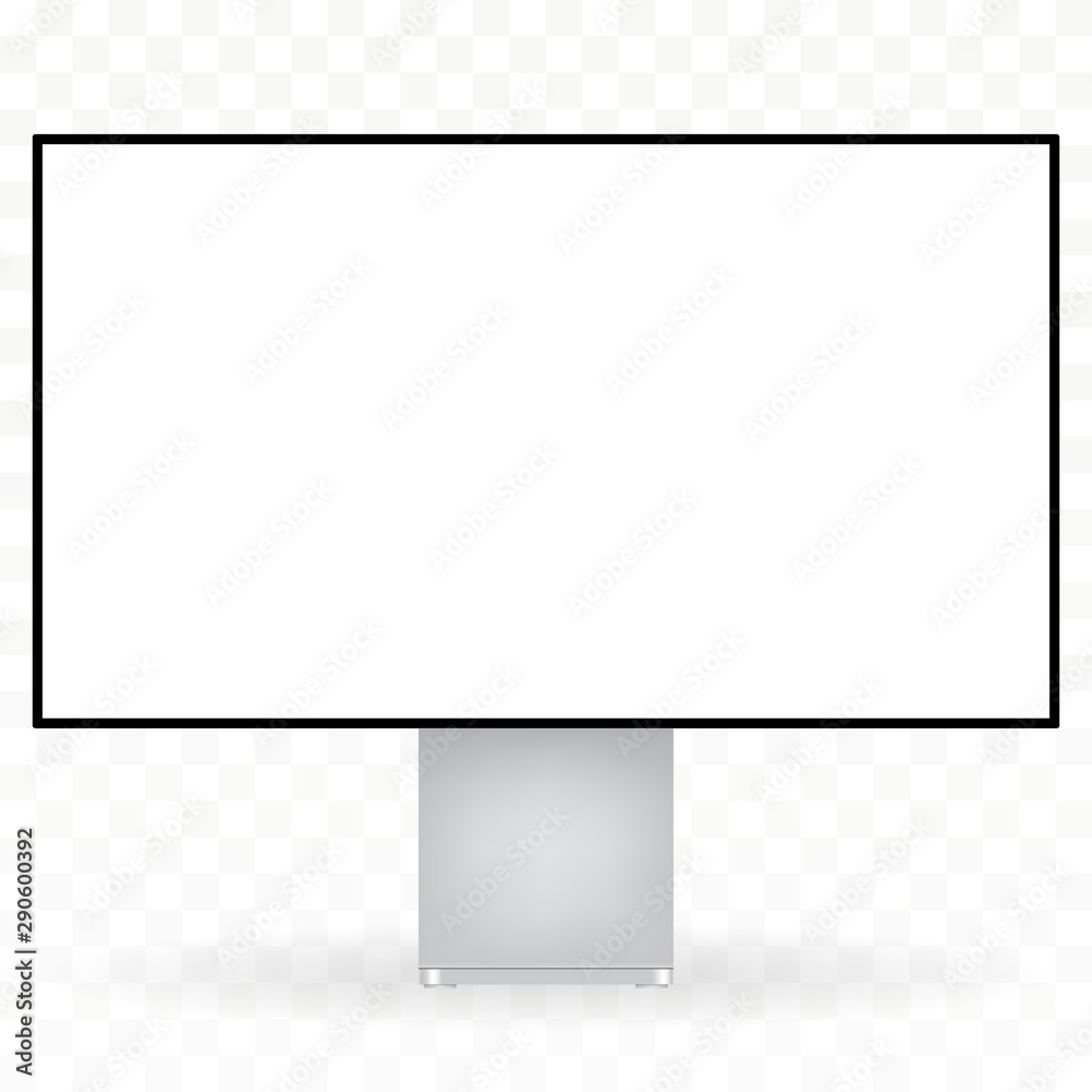 Poster desktop pc vector mocup. monitor display with blank screen isolated on transparent background. Vector