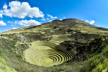 Moray steps and laboratory in Sacred Valley of Peru - obrazy, fototapety, plakaty